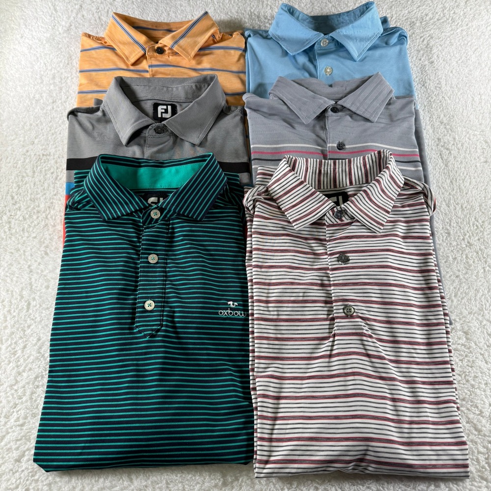Lot (6) Bundle Footjoy Golf Polo Shirt‎ Stretch Men Large Medium Collar Oxbow